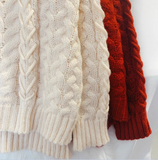 loose lazy style high collar twist pullover sweater HZ1024