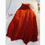 loose lazy style high collar twist pullover sweater HZ1024