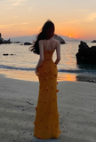 Mermaid Spaghetti Strap 3D Flower Long Prom Dress HZ1024