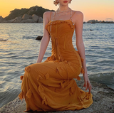 Mermaid Spaghetti Strap 3D Flower Long Prom Dress HZ1024