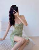 print suspender dress HZ1024