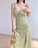 print suspender dress HZ1024