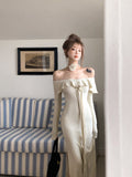 off-the-shoulder long-sleeved dress HZ1024