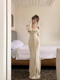 off-the-shoulder long-sleeved dress HZ1024