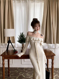 off-the-shoulder long-sleeved dress HZ1024