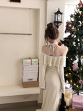 off-the-shoulder long-sleeved dress HZ1024