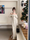 off-the-shoulder long-sleeved dress HZ1024