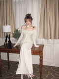 off-the-shoulder long-sleeved dress HZ1024