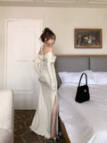 off-the-shoulder long-sleeved dress HZ1024