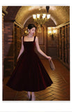 Retro Burgundy A-Line Square Neck Velvet Dress for Birthday&Graduation HZ1024