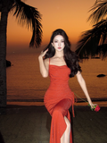 Swing Neck Shiny Silk Suspender Fishtail Skirt HZ1024