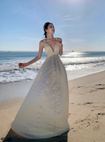 A-line halterneck long dress, backless beach dress HZ1024
