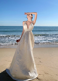 A-line halterneck long dress, backless beach dress HZ1024
