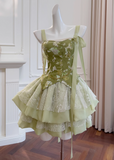Green A-line Mesh Lace Sequined Short Prom Dress Homecoming Dress HZ1024