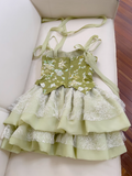 Green A-line Mesh Lace Sequined Short Prom Dress Homecoming Dress HZ1024