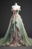 Line Spaghetti Straps Chiffon Long Prom Dress Party Dress Formal Dresses HZ1024