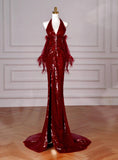Mermaid V-neck Sequins Long Prom Dress,Formal Prom Dress HZ1024