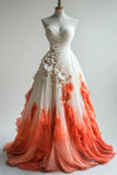 A-Line Sweetheart Orange Ombre Chiffon Long Prom Dresses,Formal Party Dress HZ1024