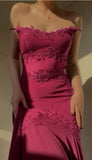 Grape Spaghetti Straps Sheath Chiffon Prom Dress With Beads HZ1024