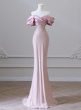 Mermaid Off the Shoulder Long Prom Dress,Pink Formal Prom Dress HZ1024