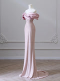 Mermaid Off the Shoulder Long Prom Dress,Pink Formal Prom Dress HZ1024
