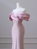 Mermaid Off the Shoulder Long Prom Dress,Pink Formal Prom Dress HZ1024