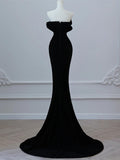 Velvet Strapless Crystal Long Prom Dress,Formal Dress HZ1024