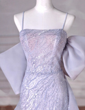 Mermaid Spaghetti Straps Tulle Sequin Long Proml Dress, Formal Party Dress HZ1024