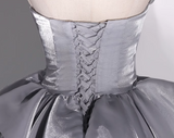 A-line V-neck Tulle Long Prom Dress, Grey Long Formal Dress HZ1024