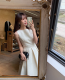style dress light mature style umbrella skirt French style high waist white dress for women HZ1024
