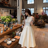 style dress light mature style umbrella skirt French style high waist white dress for women HZ1024