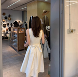 style dress light mature style umbrella skirt French style high waist white dress for women HZ1024