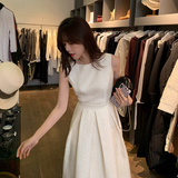 style dress light mature style umbrella skirt French style high waist white dress for women HZ1024