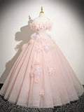 A-Line Off Shoulder Tulle Long Prom Dress, Lovely Evening Sweet 16 Dress HZ1024