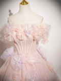A-Line Off Shoulder Tulle Long Prom Dress, Lovely Evening Sweet 16 Dress HZ1024