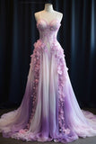 Purple A-line Spaghetti Strap Chiffon Long Prom Dress, Vintage Formal Dress HZ1024