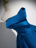 A-line Strapless Satin Long Prom Dress, Blue Formal Dress HZ1024