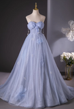 Sweetheart Neck Tulle Long Prom Dress, Sweet Formal Dress HZ1024