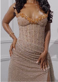 Strapless Shiny Beaded Sequin Long Prom Dresses Formal Evening Dresses With Slit HZ1024