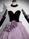 Sweetheart Tulle Velvet Long Prom Dress, Sweet 16 Dress HZ1024