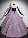 Sweetheart Tulle Velvet Long Prom Dress, Sweet 16 Dress HZ1024