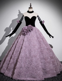 Sweetheart Tulle Velvet Long Prom Dress, Sweet 16 Dress HZ1024