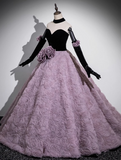 Sweetheart Tulle Velvet Long Prom Dress, Sweet 16 Dress HZ1024