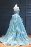 Sweetheart neck Lace Tulle Long Formal Dress, Green Evening Dress HZ1024