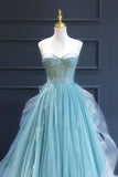 Sweetheart neck Lace Tulle Long Formal Dress, Green Evening Dress HZ1024