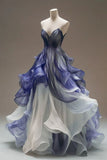 V-neck Tulle Long Prom Dress, Unique Quinceanera Dresses HZ1024