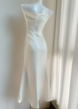irregular suspender dress satin birthday party dress prom dress HZ1024