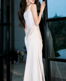 irregular suspender dress satin birthday party dress prom dress HZ1024