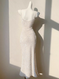 Champagne Embroidered Sequin Suspender Dress Mermaid Party Dress HZ1024