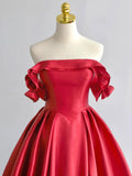 Off Shoulder Satin Dark Blue Long Prom Dress, Dark Blue Long Formal Dress HZ1024